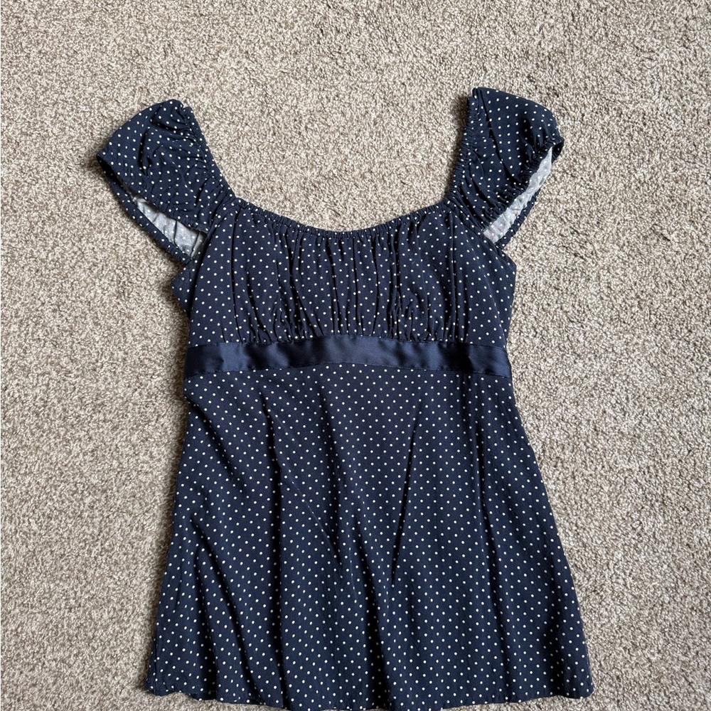 Navy Polka Dot Babydoll Tee